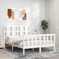 Sengeramme uden madras 140x190 cm massivt fyrretræ hvid