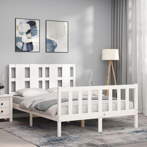 Sengeramme uden madras 140x190 cm massivt fyrretræ hvid