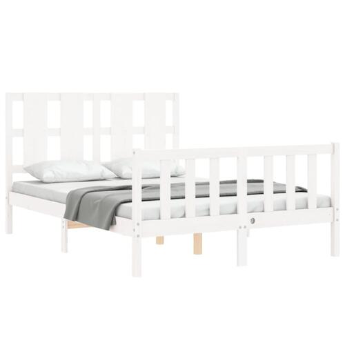 Sengeramme uden madras 140x190 cm massivt fyrretræ hvid