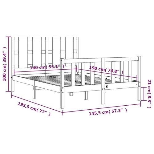 Sengeramme med sengegavl 140x190 cm massivt træ hvid