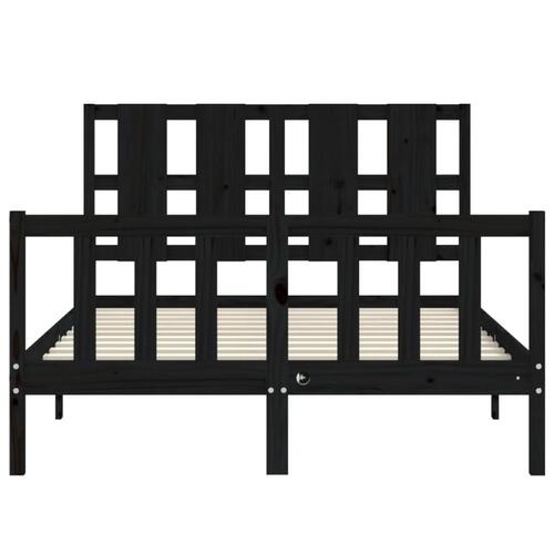 Sengeramme med sengegavl 140x190 cm massivt træ sort