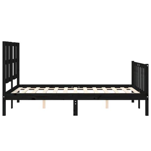 Sengeramme med sengegavl 140x190 cm massivt træ sort