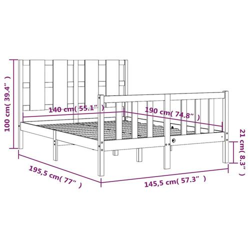 Sengeramme med sengegavl 140x190 cm massivt træ sort