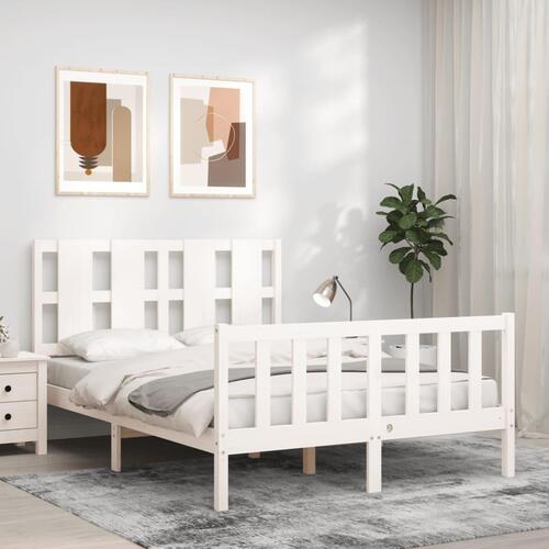 Sengeramme uden madras 120x200 cm massivt fyrretræ hvid