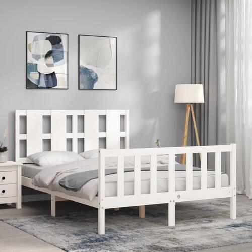 Sengeramme uden madras 120x200 cm massivt fyrretræ hvid