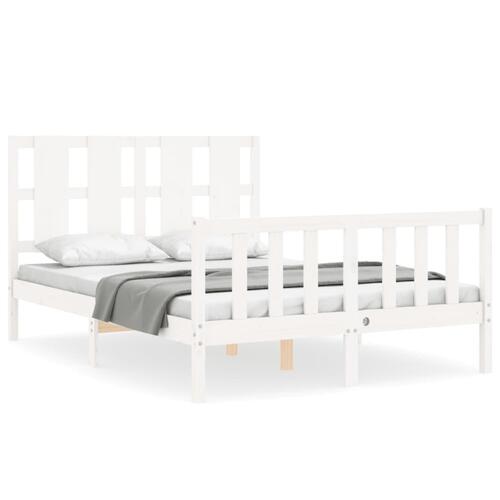 Sengeramme med sengegavl 140x200 cm massivt træ hvid
