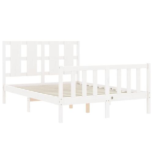 Sengeramme med sengegavl 140x200 cm massivt træ hvid