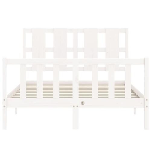 Sengeramme med sengegavl 140x200 cm massivt træ hvid