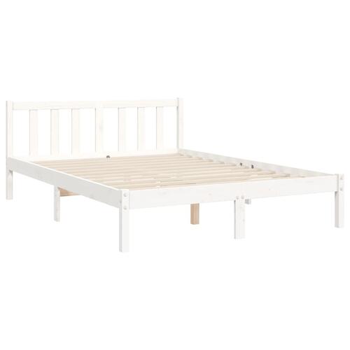 Sengeramme med sengegavl 140x200 cm massivt træ hvid