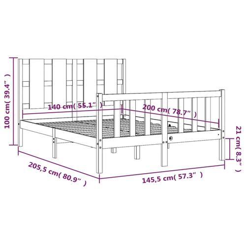Sengeramme med sengegavl 140x200 cm massivt træ hvid