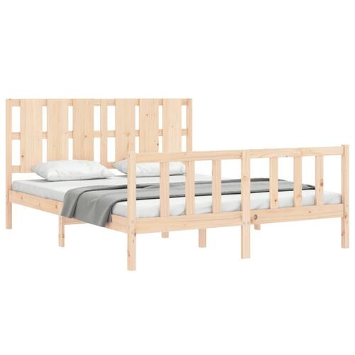 Sengeramme med sengegavl kingsize massivt træ