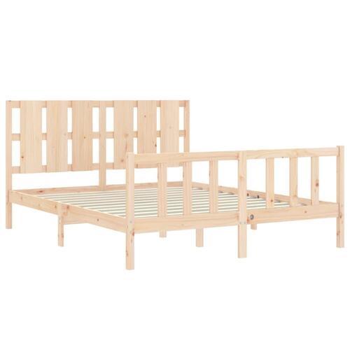 Sengeramme med sengegavl kingsize massivt træ