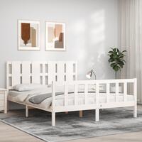 Sengeramme uden madras 160x200 cm massivt fyrretræ hvid