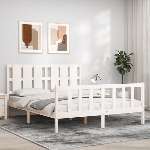 Sengeramme uden madras 160x200 cm massivt fyrretræ hvid