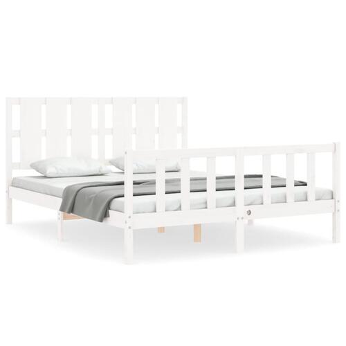 Sengeramme uden madras 160x200 cm massivt fyrretræ hvid