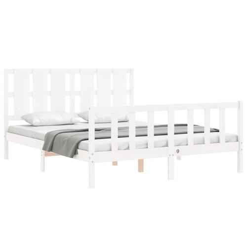 Sengeramme uden madras 160x200 cm massivt fyrretræ hvid