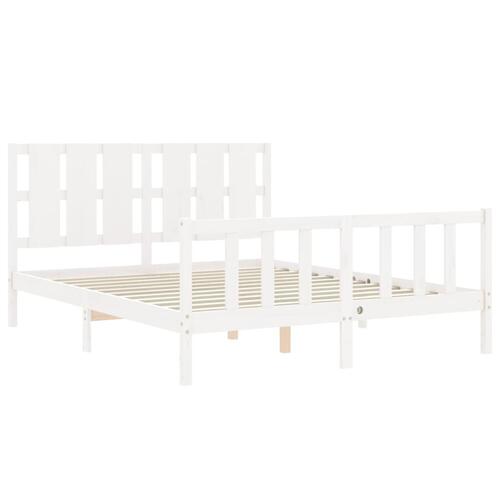 Sengeramme uden madras 160x200 cm massivt fyrretræ hvid
