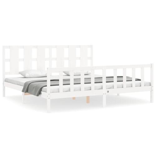 Sengeramme med sengegavl 180x200 cm massivt træ hvid