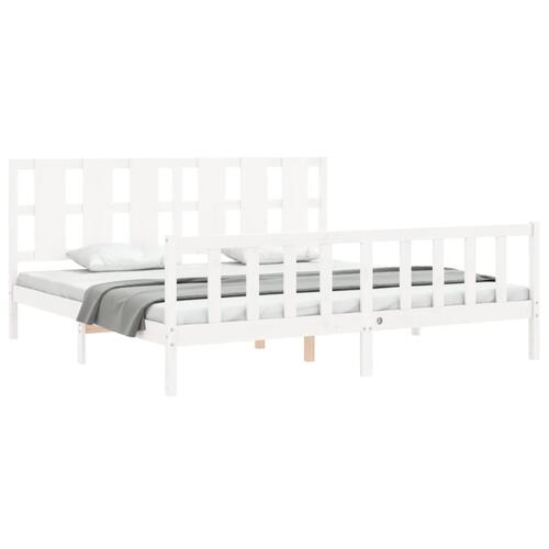 Sengeramme med sengegavl 180x200 cm massivt træ hvid