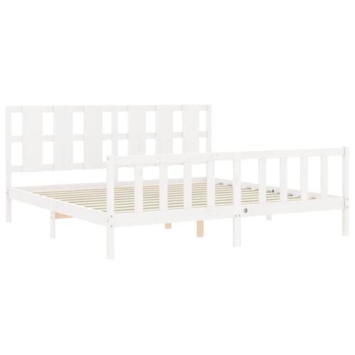 Sengeramme med sengegavl 180x200 cm massivt træ hvid
