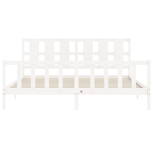 Sengeramme med sengegavl 180x200 cm massivt træ hvid