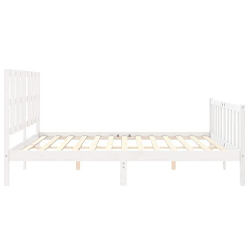 Sengeramme med sengegavl 180x200 cm massivt træ hvid