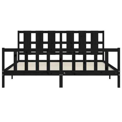Sengeramme med sengegavl 180x200 cm massivt træ sort