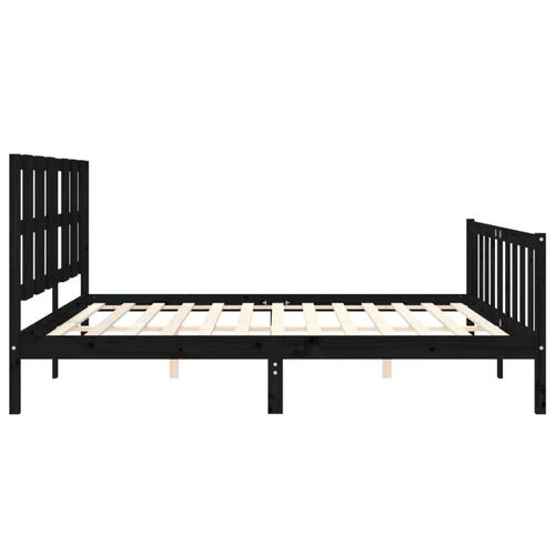 Sengeramme med sengegavl 180x200 cm massivt træ sort