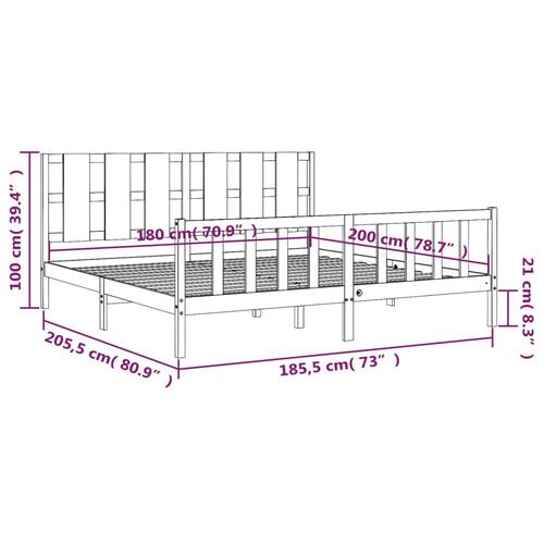 Sengeramme med sengegavl 180x200 cm massivt træ sort
