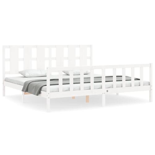 Sengeramme uden madras 200x200 cm massivt fyrretræ hvid