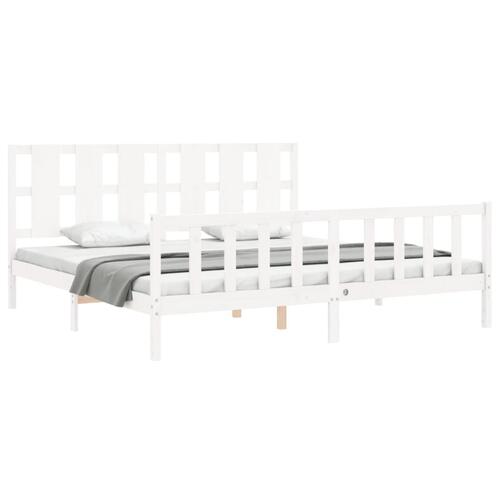 Sengeramme uden madras 200x200 cm massivt fyrretræ hvid