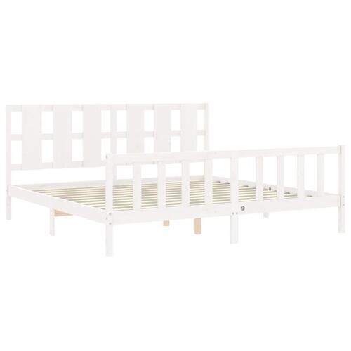 Sengeramme uden madras 200x200 cm massivt fyrretræ hvid