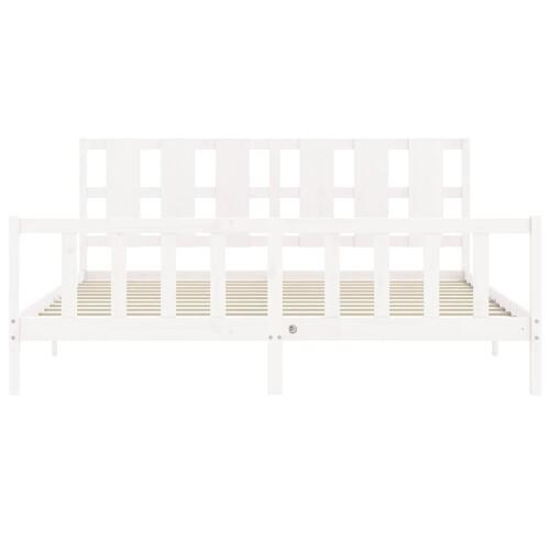 Sengeramme uden madras 200x200 cm massivt fyrretræ hvid