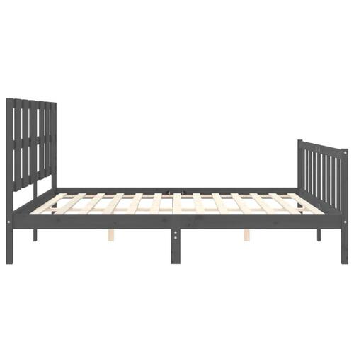 Sengeramme med sengegavl 200x200 cm massivt træ grå