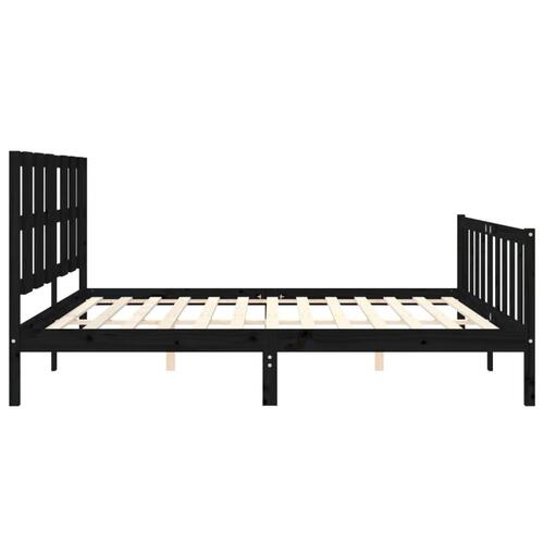 Sengeramme med sengegavl 200x200 cm massivt træ sort