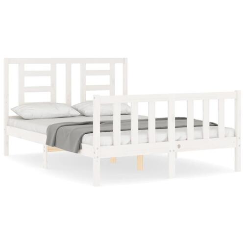 Sengeramme med sengegavl Small Double massivt træ hvid
