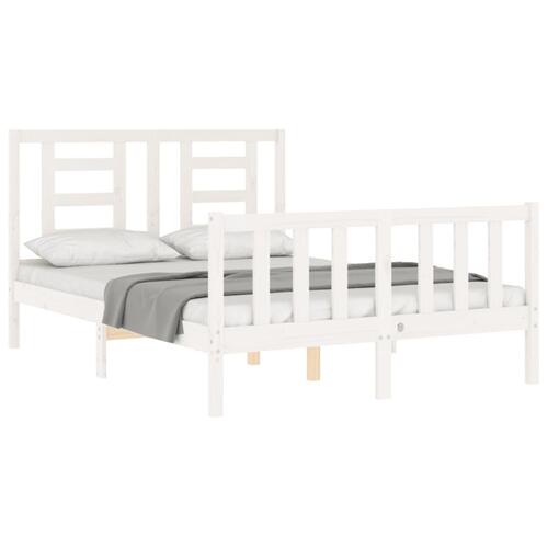 Sengeramme med sengegavl Small Double massivt træ hvid