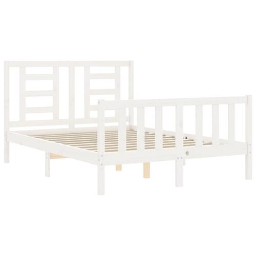 Sengeramme med sengegavl Small Double massivt træ hvid