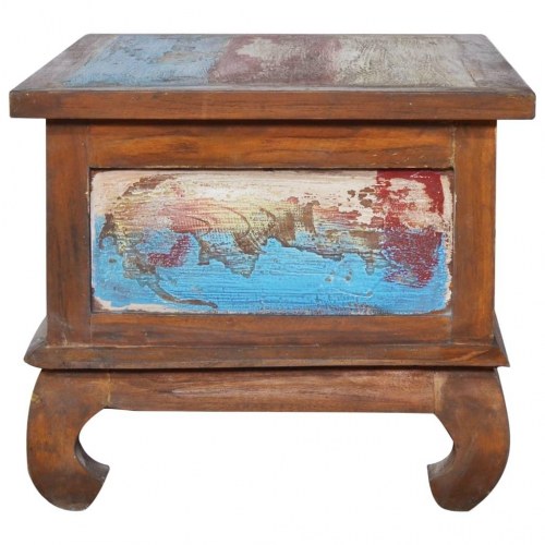 Sofabord i genanvendt teaktræ 80 × 50 × 40 cm - retro med skuffe