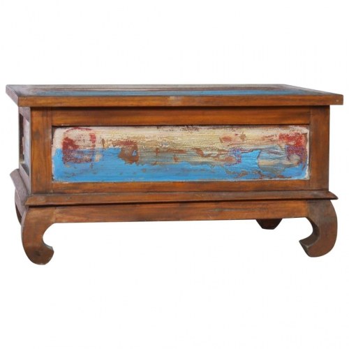 Sofabord i genanvendt teaktræ 80 × 50 × 40 cm - retro med skuffe