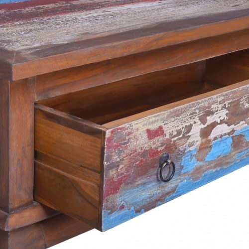 Sofabord i genanvendt teaktræ 80 × 50 × 40 cm - retro med skuffe