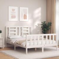 Sengeramme uden madras 140x190 cm massivt fyrretræ hvid