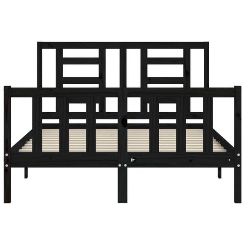 Sengeramme med sengegavl 140x190 cm massivt træ sort