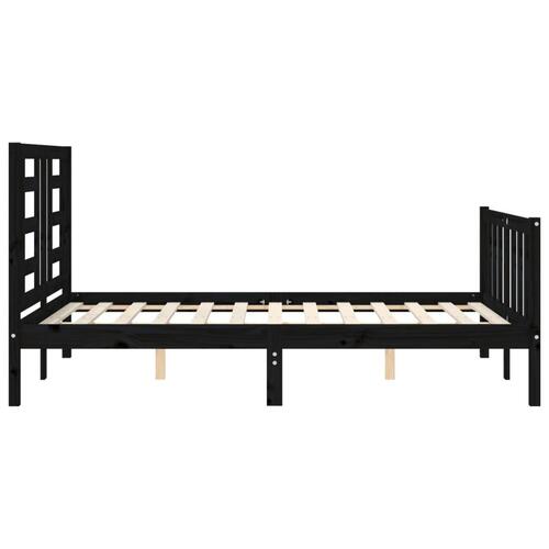 Sengeramme med sengegavl 140x190 cm massivt træ sort