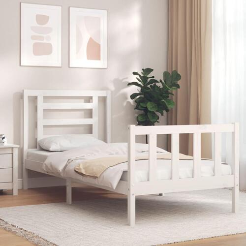 Sengeramme uden madras 90x200 cm massivt fyrretræ hvid