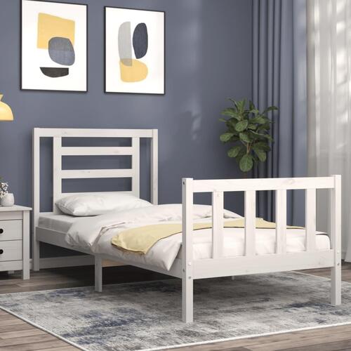 Sengeramme uden madras 90x200 cm massivt fyrretræ hvid