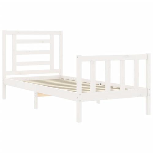 Sengeramme uden madras 90x200 cm massivt fyrretræ hvid