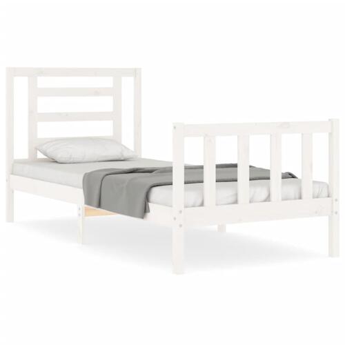 Sengeramme uden madras 100x200 cm massivt fyrretræ hvid