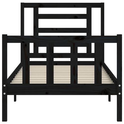 Sengeramme med sengegavl 100x200 cm massivt træ sort