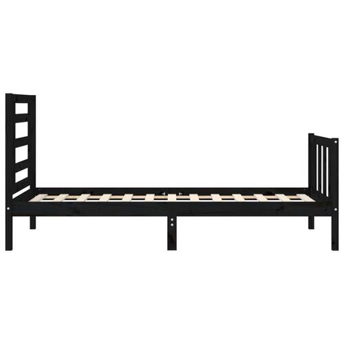Sengeramme med sengegavl 100x200 cm massivt træ sort